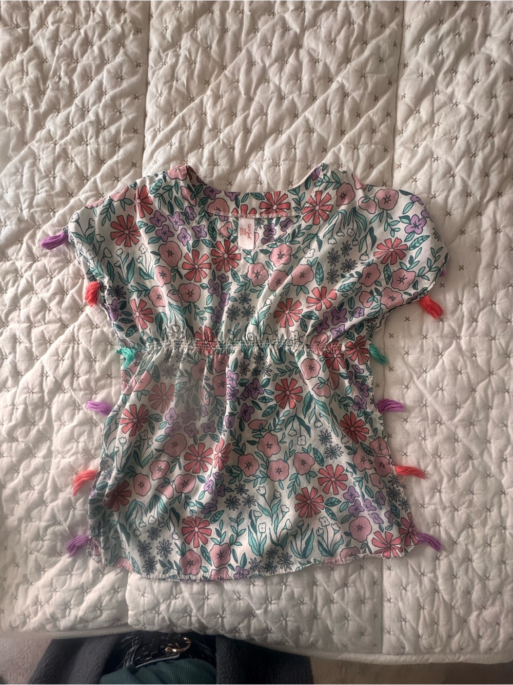 Cat & Jack Floral Tie-Accent Top in Pink, Mint & Purple